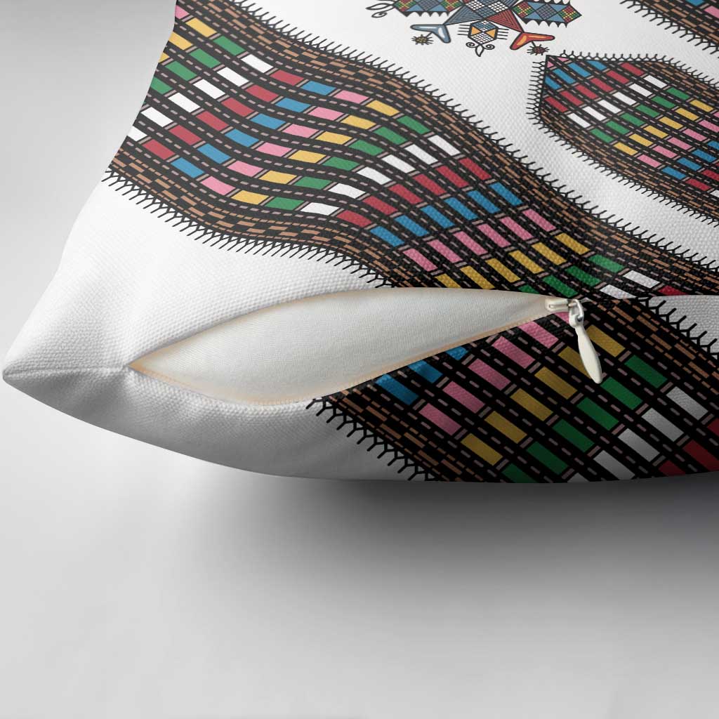 Habesha Kemis Inspired Tilet Pattern Pillow Cover White