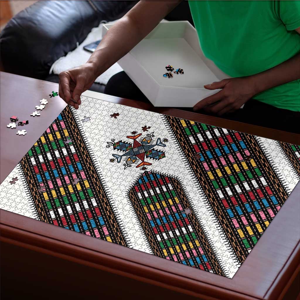 Habesha Kemis Inspired Tilet Pattern Puzzle White
