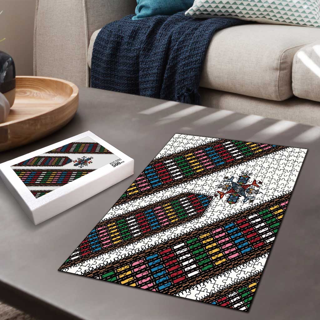 Habesha Kemis Inspired Tilet Pattern Puzzle White