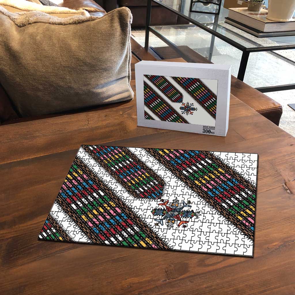 Habesha Kemis Inspired Tilet Pattern Puzzle White