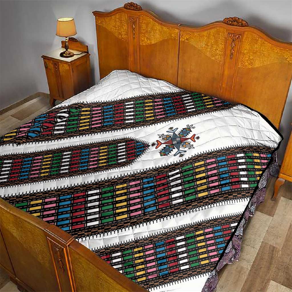 Habesha Kemis Inspired Tilet Pattern Quilt White