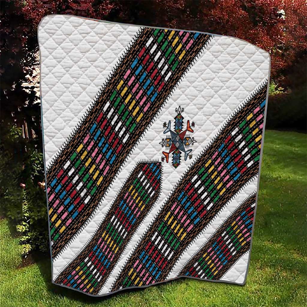 Habesha Kemis Inspired Tilet Pattern Quilt White