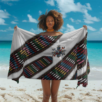 Habesha Kemis Inspired Tilet Pattern Sarong White