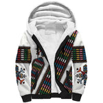 Habesha Kemis Inspired Tilet Pattern Sherpa Hoodie White