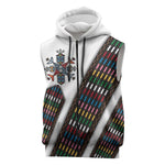 Habesha Kemis Inspired Tilet Pattern Sleeveless Zip Hoodie White