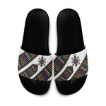 Habesha Kemis Inspired Tilet Pattern Slide Sandals White