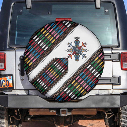 Habesha Kemis Inspired Tilet Pattern Spare Tire Cover White