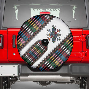 Habesha Kemis Inspired Tilet Pattern Spare Tire Cover White