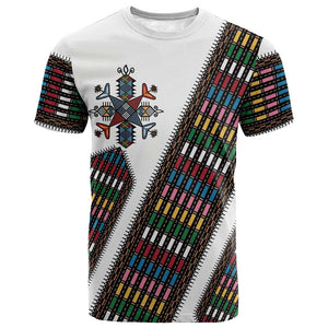 Habesha Kemis Inspired Tilet Pattern T shirt White