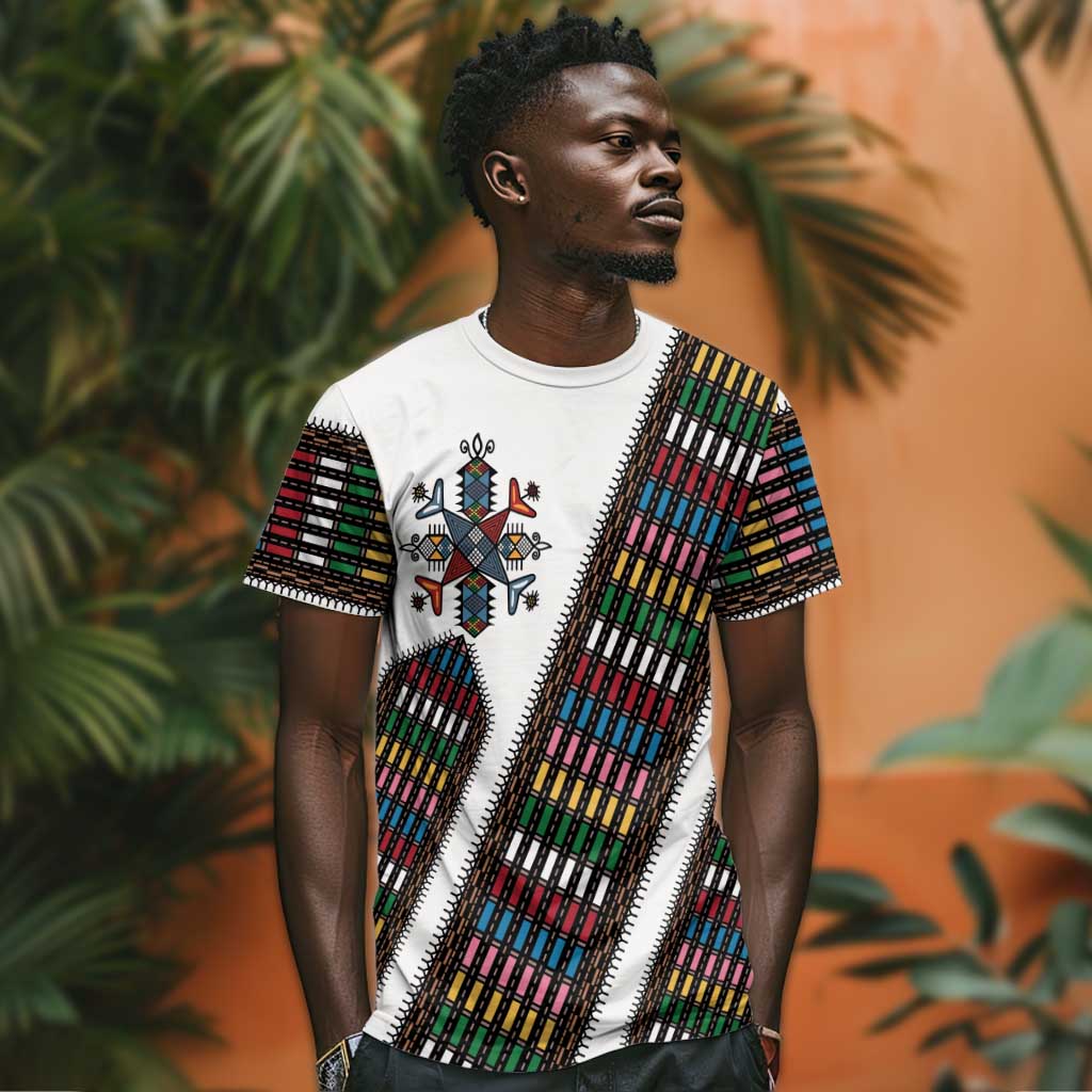 Habesha Kemis Inspired Tilet Pattern T shirt White