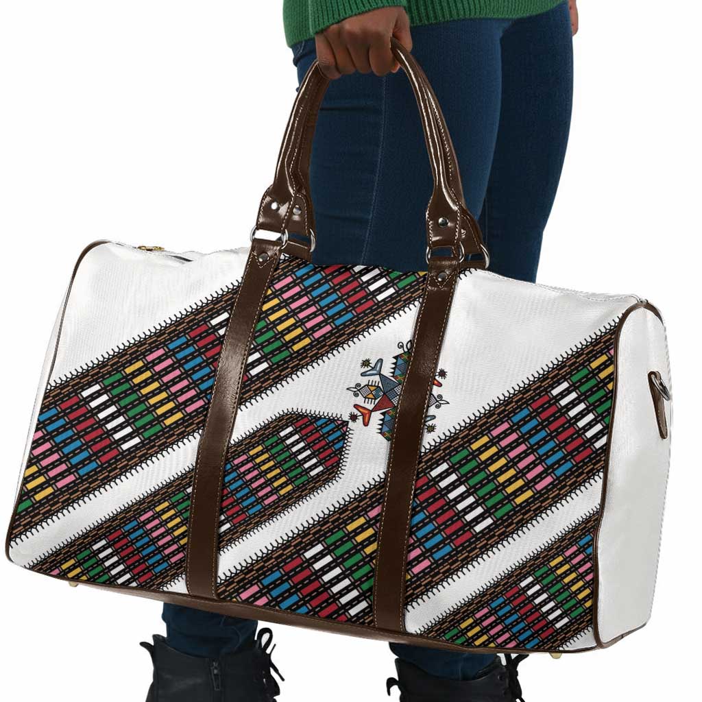 Habesha Kemis Inspired Tilet Pattern Travel Bag White