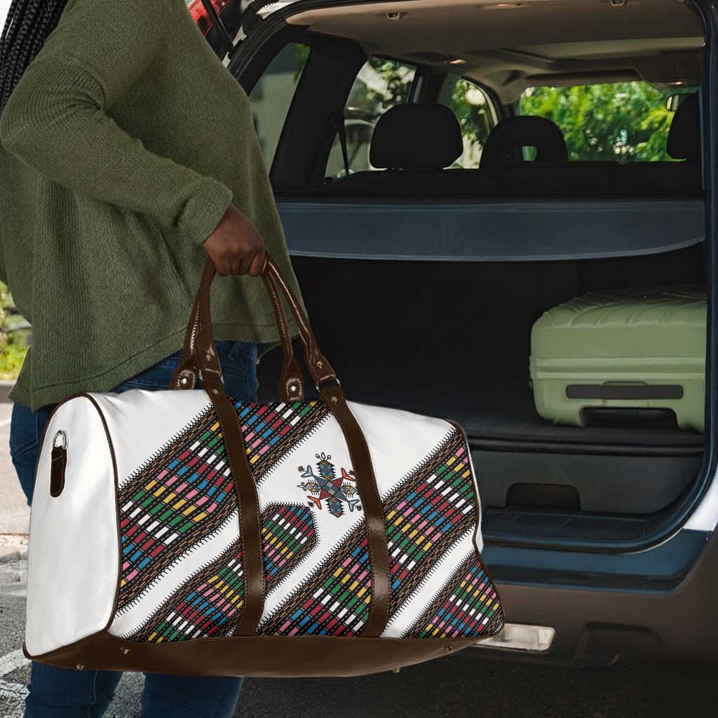 Habesha Kemis Inspired Tilet Pattern Travel Bag White