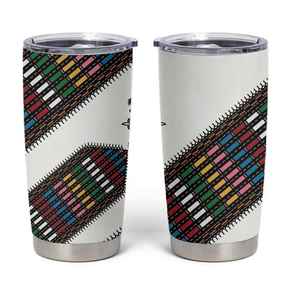 Habesha Kemis Inspired Tilet Pattern Tumbler Cup White