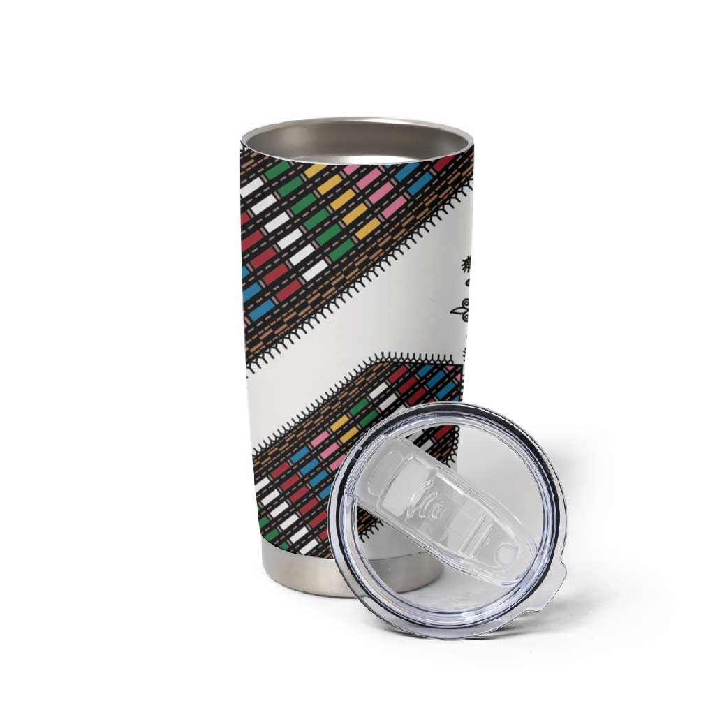 Habesha Kemis Inspired Tilet Pattern Tumbler Cup White