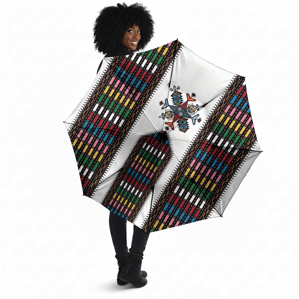 Habesha Kemis Inspired Tilet Pattern Umbrella White