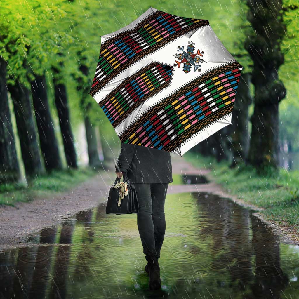 Habesha Kemis Inspired Tilet Pattern Umbrella White