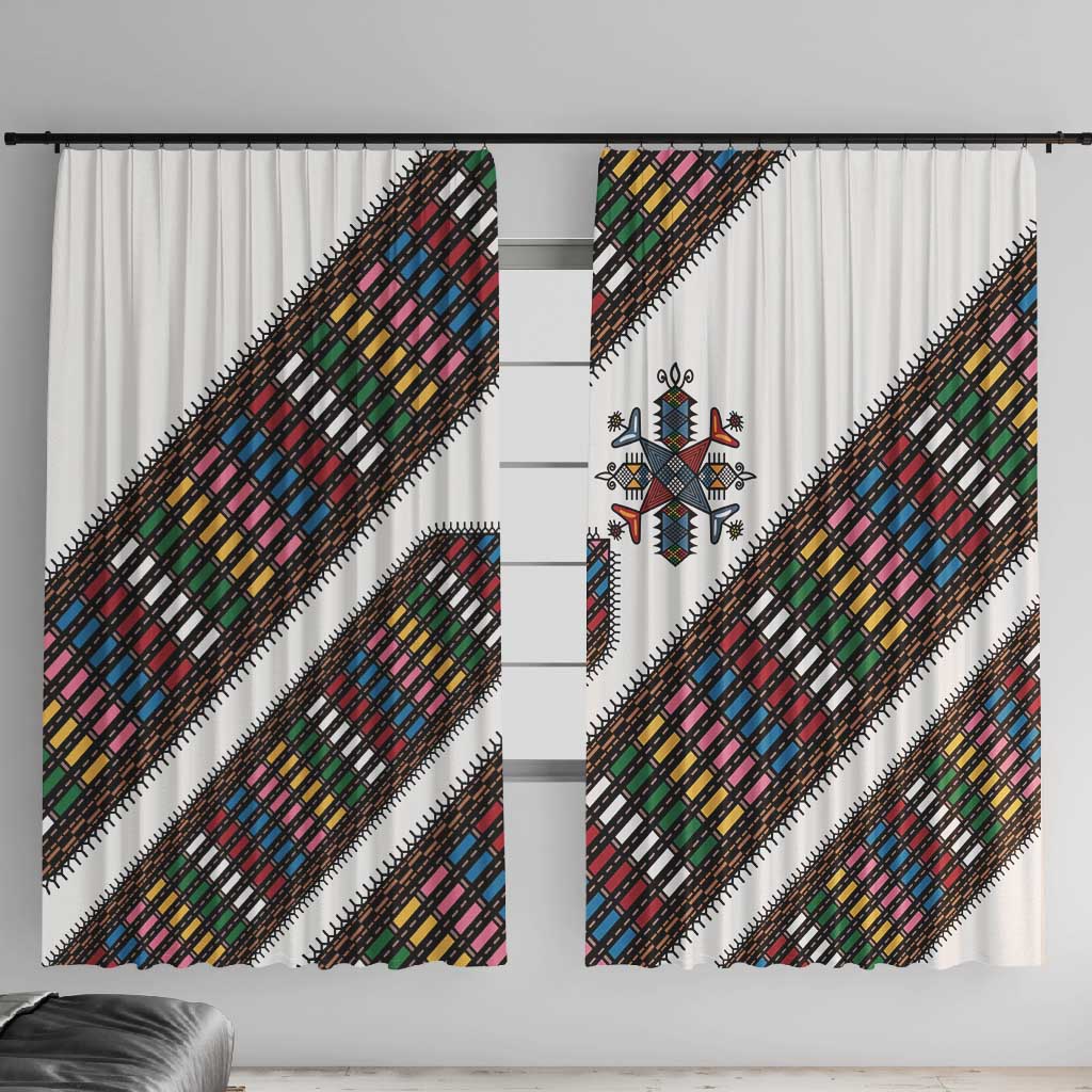 Habesha Kemis Inspired Tilet Pattern Window Curtain White