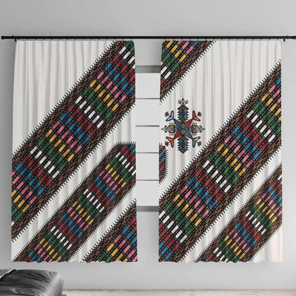 Habesha Kemis Inspired Tilet Pattern Window Curtain White