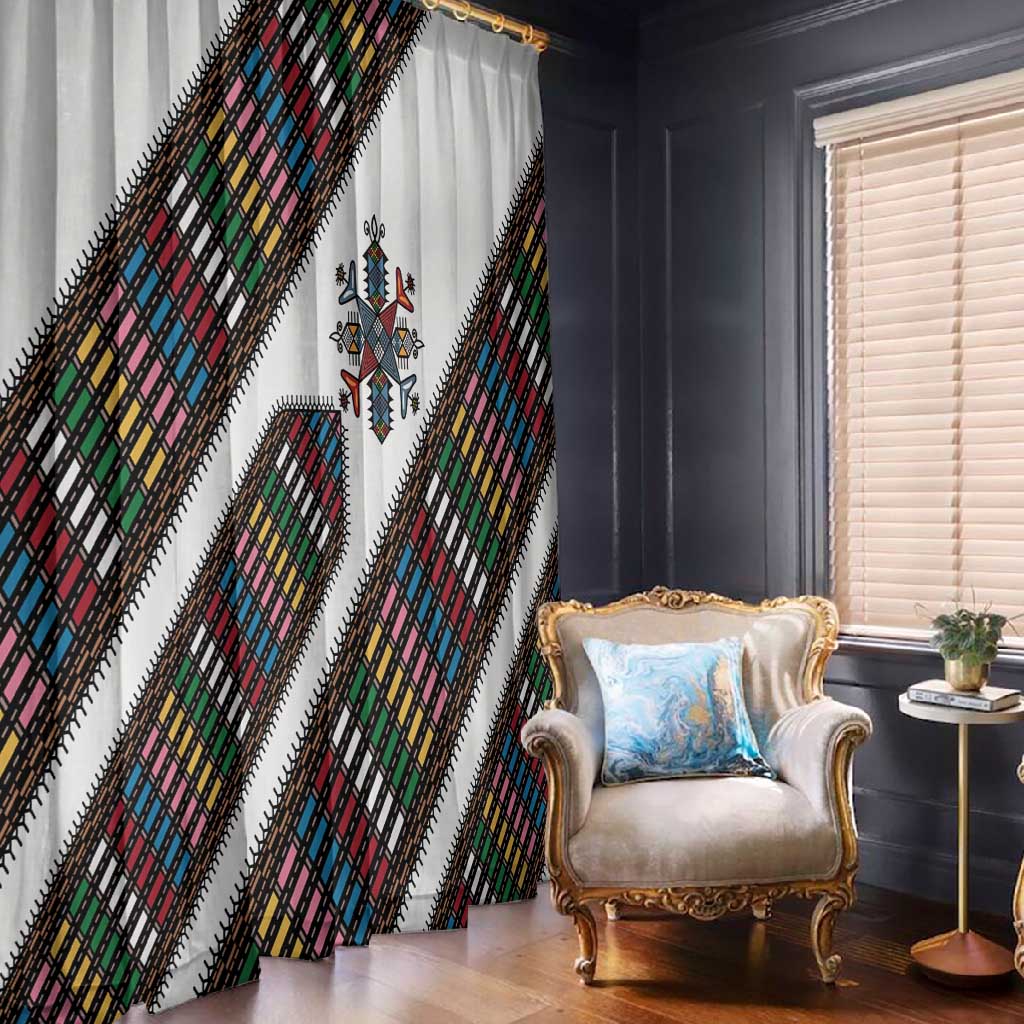 Habesha Kemis Inspired Tilet Pattern Window Curtain White