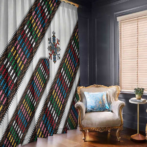 Habesha Kemis Inspired Tilet Pattern Window Curtain White