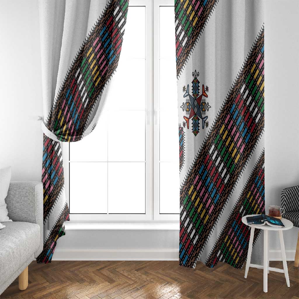 Habesha Kemis Inspired Tilet Pattern Window Curtain White