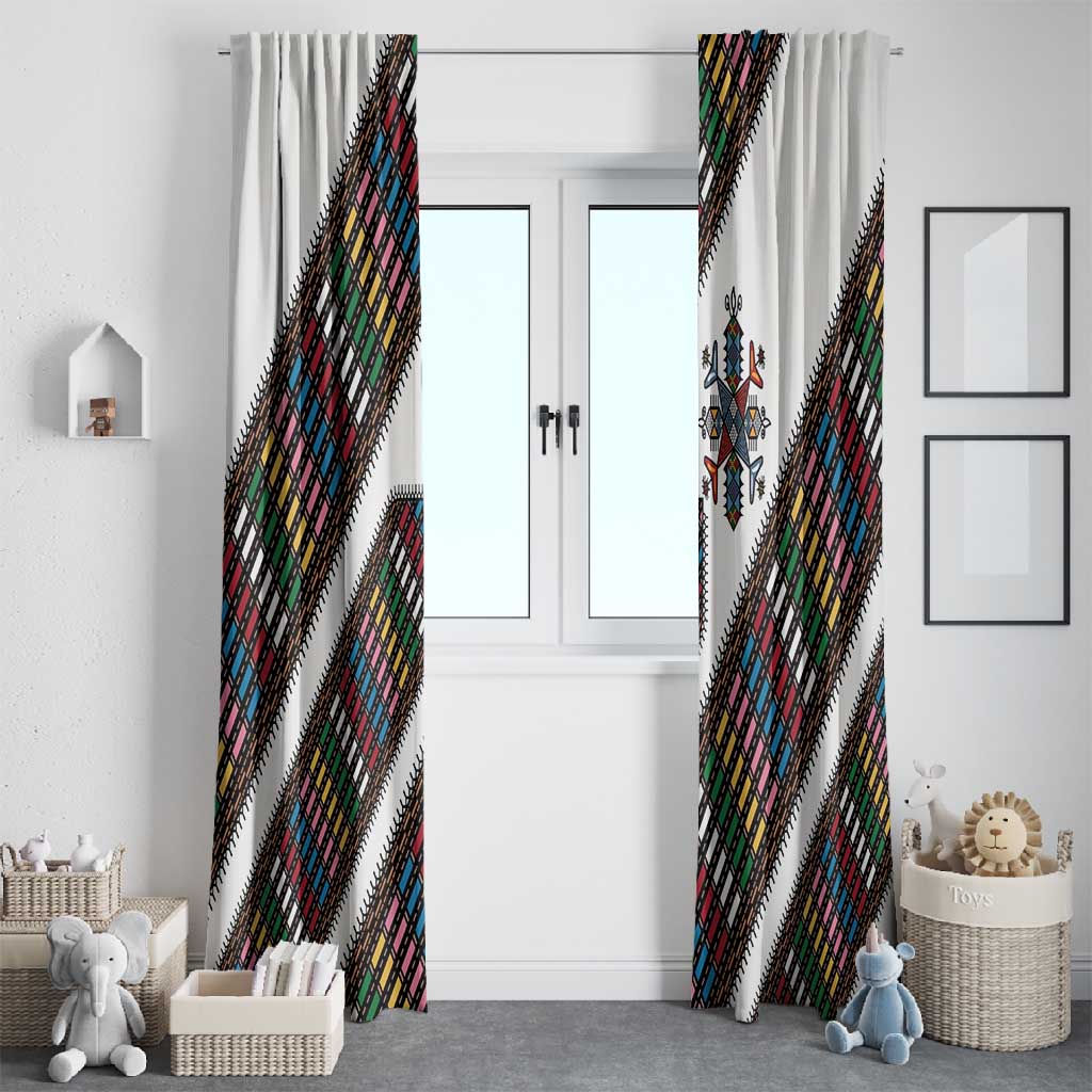 Habesha Kemis Inspired Tilet Pattern Window Curtain White