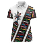 Habesha Kemis Inspired Tilet Pattern Women Polo Shirt White