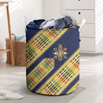 Habesha Kemis Inspired Tilet Pattern Laundry Basket Royal Blue - Gold