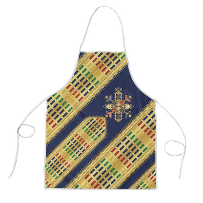Habesha Kemis Inspired Tilet Pattern Apron Royal Blue - Gold