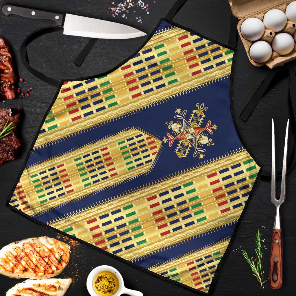 Habesha Kemis Inspired Tilet Pattern Apron Royal Blue - Gold