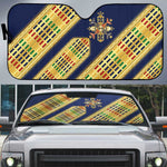 Habesha Kemis Inspired Tilet Pattern Auto Sun Shade Royal Blue - Gold