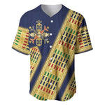 Habesha Kemis Inspired Tilet Pattern Baseball Jersey Royal Blue - Gold