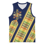 Habesha Kemis Inspired Tilet Pattern Basketball Jersey Royal Blue - Gold