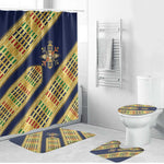 Habesha Kemis Inspired Tilet Pattern Bathroom Set Royal Blue - Gold