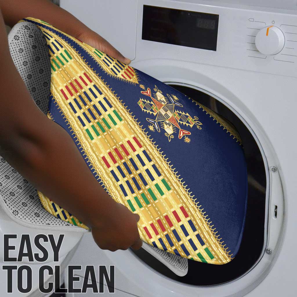 Habesha Kemis Inspired Tilet Pattern Bathroom Set Royal Blue - Gold