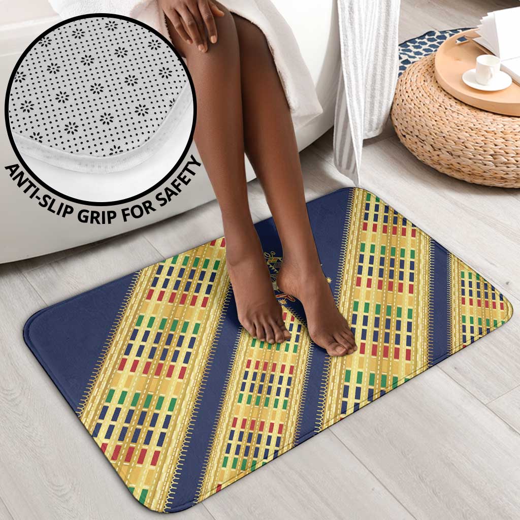 Habesha Kemis Inspired Tilet Pattern Bathroom Set Royal Blue - Gold