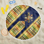 Habesha Kemis Inspired Tilet Pattern Beach Blanket Royal Blue - Gold