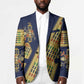 Habesha Kemis Inspired Tilet Pattern Blazer Royal Blue - Gold