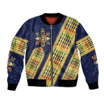 Habesha Kemis Inspired Tilet Pattern Bomber Jacket Royal Blue - Gold