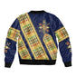 Habesha Kemis Inspired Tilet Pattern Bomber Jacket Royal Blue - Gold