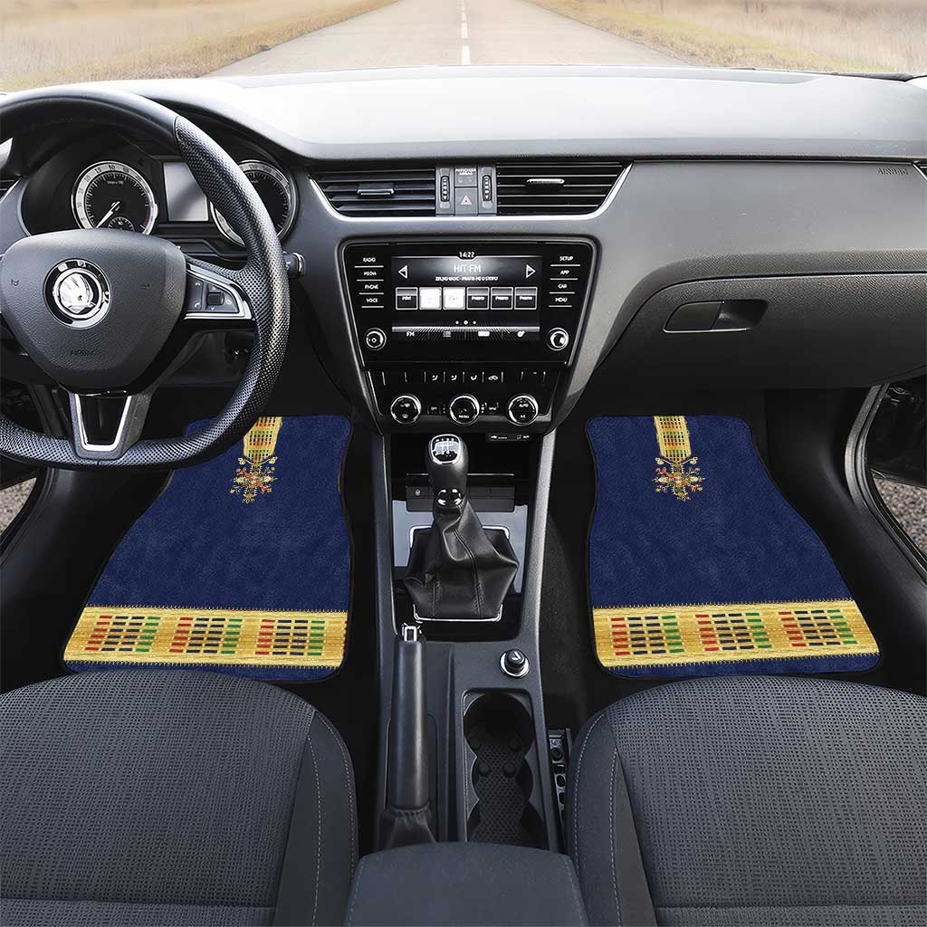 Habesha Kemis Inspired Tilet Pattern Car Mats Royal Blue - Gold