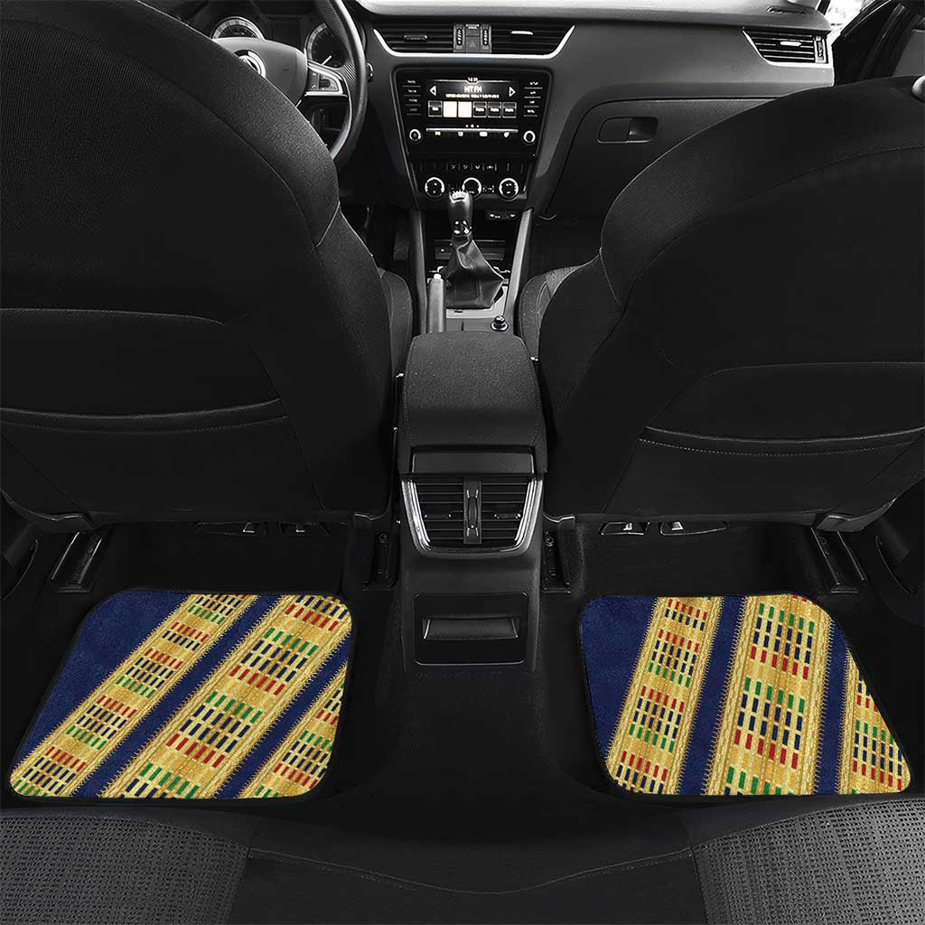 Habesha Kemis Inspired Tilet Pattern Car Mats Royal Blue - Gold