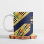 Habesha Kemis Inspired Tilet Pattern Ceramic Mug Royal Blue - Gold