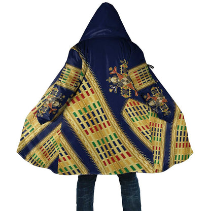 Habesha Kemis Inspired Tilet Pattern Cloak Royal Blue - Gold