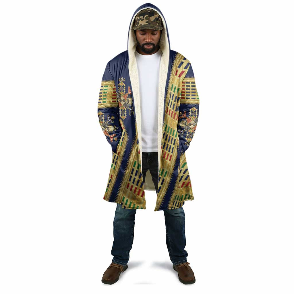 Habesha Kemis Inspired Tilet Pattern Cloak Royal Blue - Gold