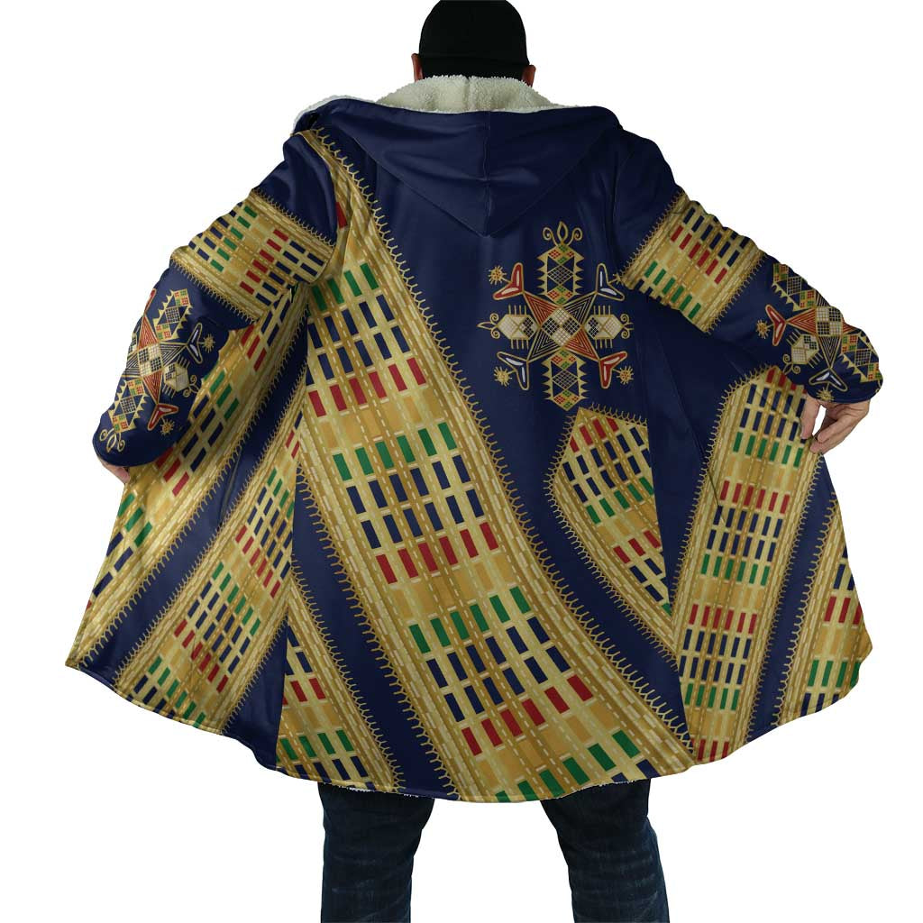 Habesha Kemis Inspired Tilet Pattern Cloak Royal Blue - Gold