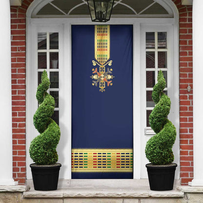 Habesha Kemis Inspired Tilet Pattern Door Cover Royal Blue - Gold