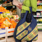 Habesha Kemis Inspired Tilet Pattern Grocery Bag Royal Blue - Gold