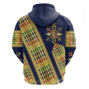 Habesha Kemis Inspired Tilet Pattern Hoodie Royal Blue - Gold