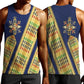 Habesha Kemis Inspired Tilet Pattern Men Tank Top Royal Blue - Gold